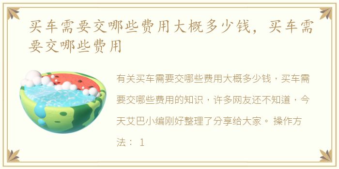 买车需要交哪些费用大概多少钱，买车需要交哪些费用