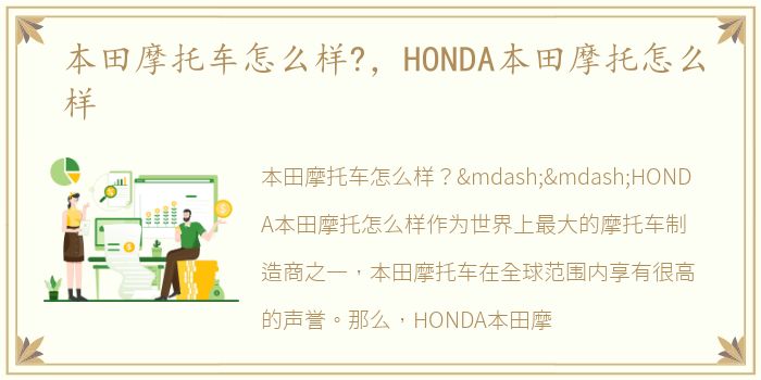 本田摩托车怎么样?，HONDA本田摩托怎么样