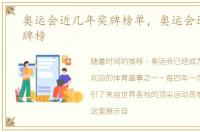 奥运会近几年奖牌榜单，奥运会近几年奖牌榜