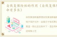 自恢复保险丝的作用（自恢复保险丝的寿命有多长）